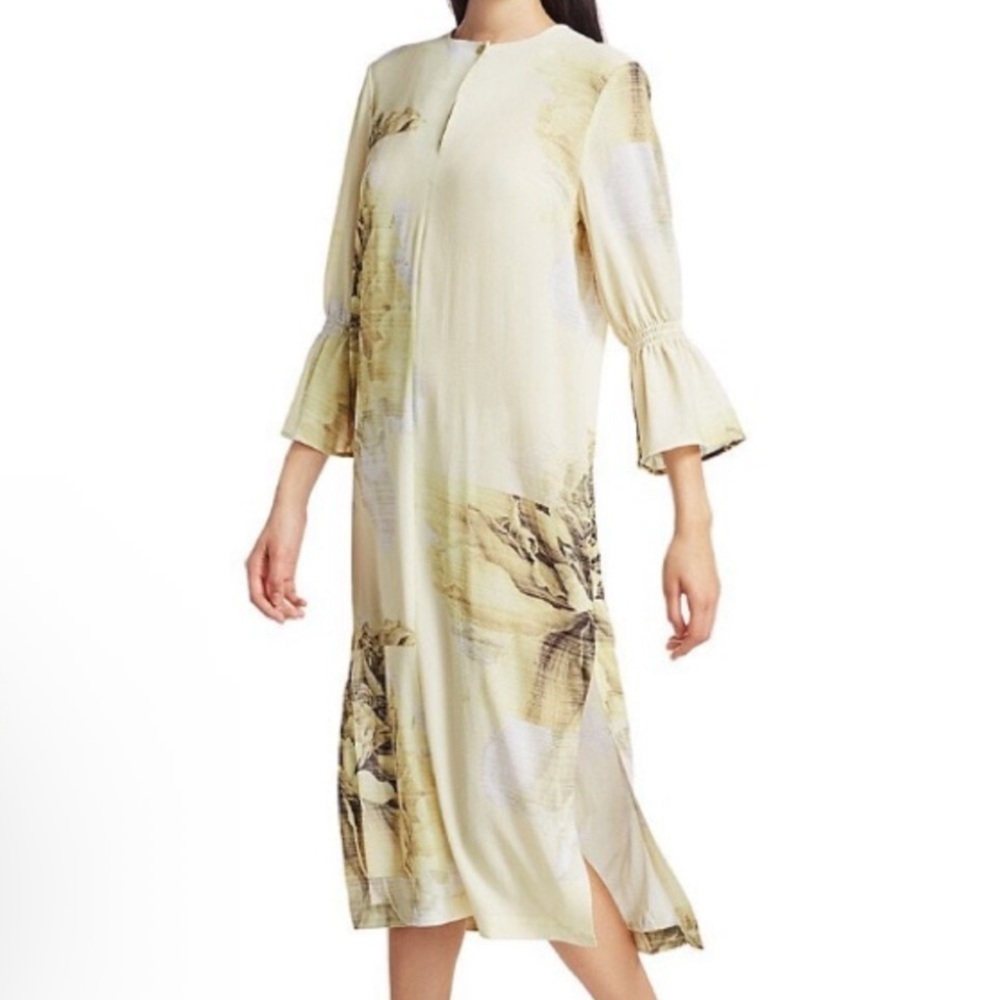 Baum und Pferdgarten Adessa Graphic Flower Midi Shirt Dress Big Rose Yellow Sz 8